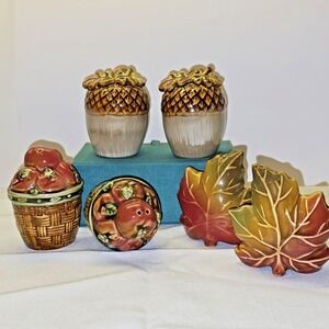 3 Sets VTG Fall/Autumn Salt/Pepper Shakers for Thanksgiving Harvest TABLE Decor